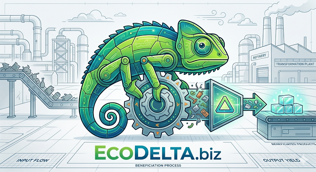 Cam — EcoDelta mechanical chameleon mascot